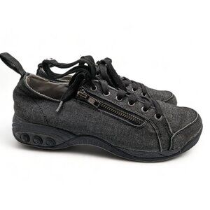 Therafit Sienna Black Shimmer Comfort Arch Support Zip Lace Up Shoe Size US 7